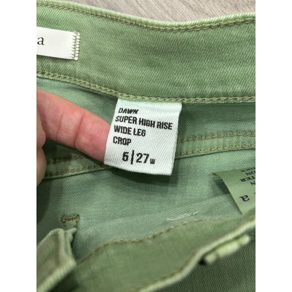 NWOT Eunina Womens Green Denim Super High Rise wide Leg Crop Jeans Size 27 - Picture 6 of 12